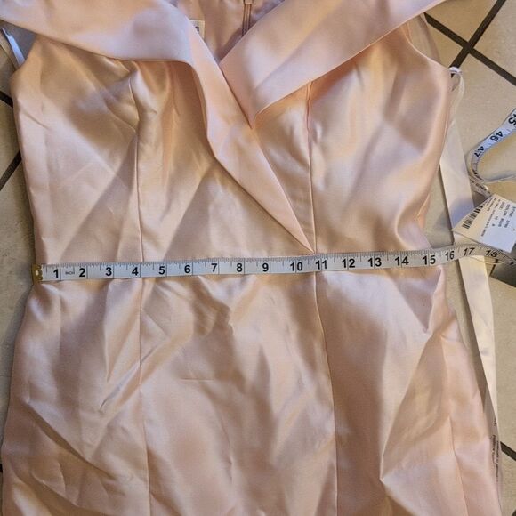 NWT Alfred Sung Off-Shoulder Blush Pink Dress Satin Twill Size 10 - Picture 8 of 14